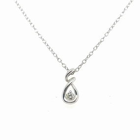 Own Item 925 White Sterling Silver Round Shape Diamond Solitaire Pendant with a 925 White Sterling Silver Cable Link Necklace (.09ctw)