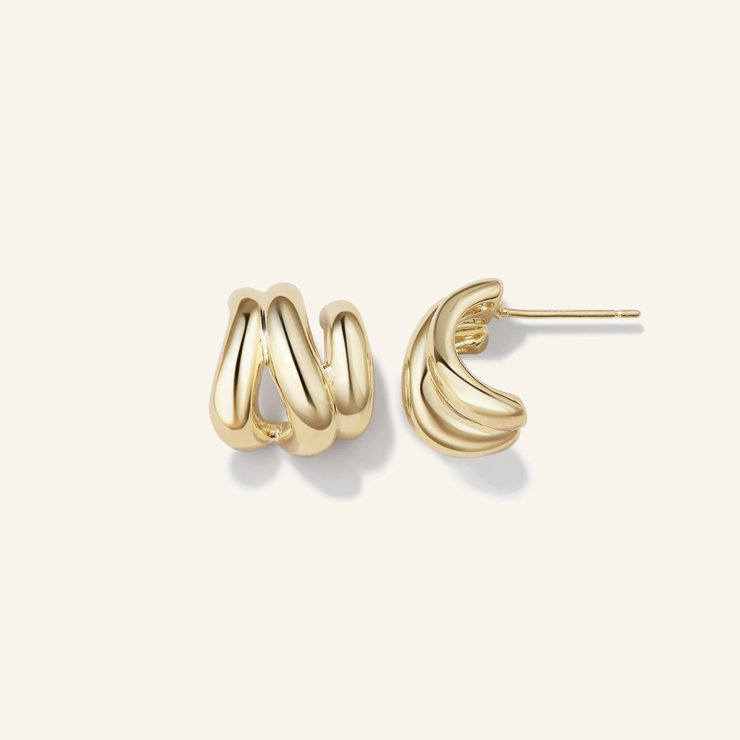 Neutral Tone Thique Twist Hoops Earrings