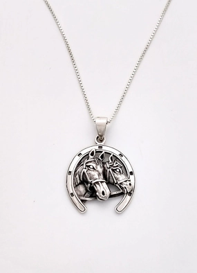Sterling Pendant with 2 Horses Dusk Style