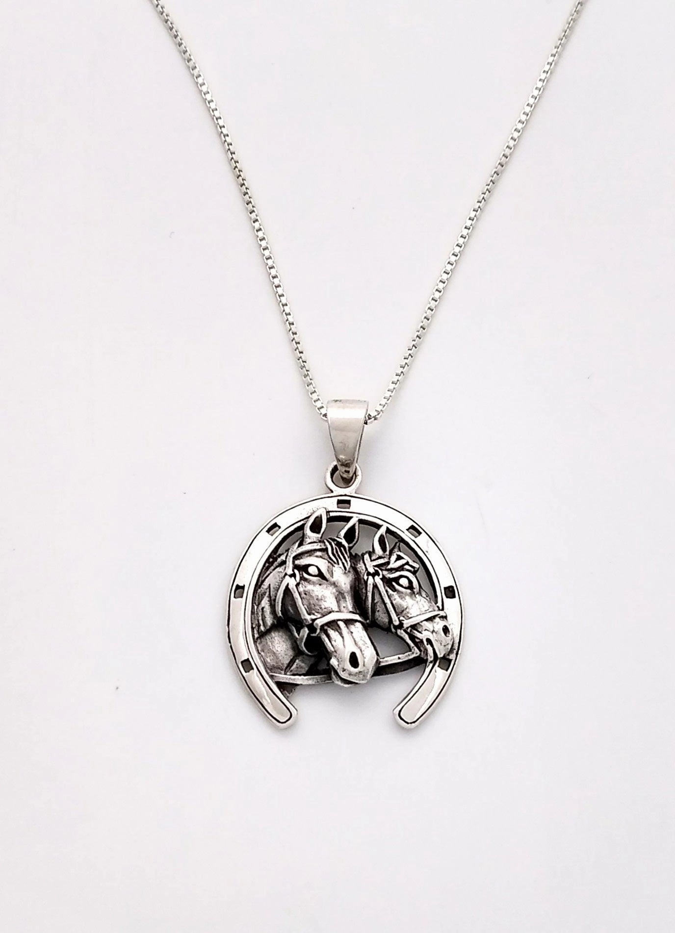 Sterling Pendant with 2 Horses Dusk Style