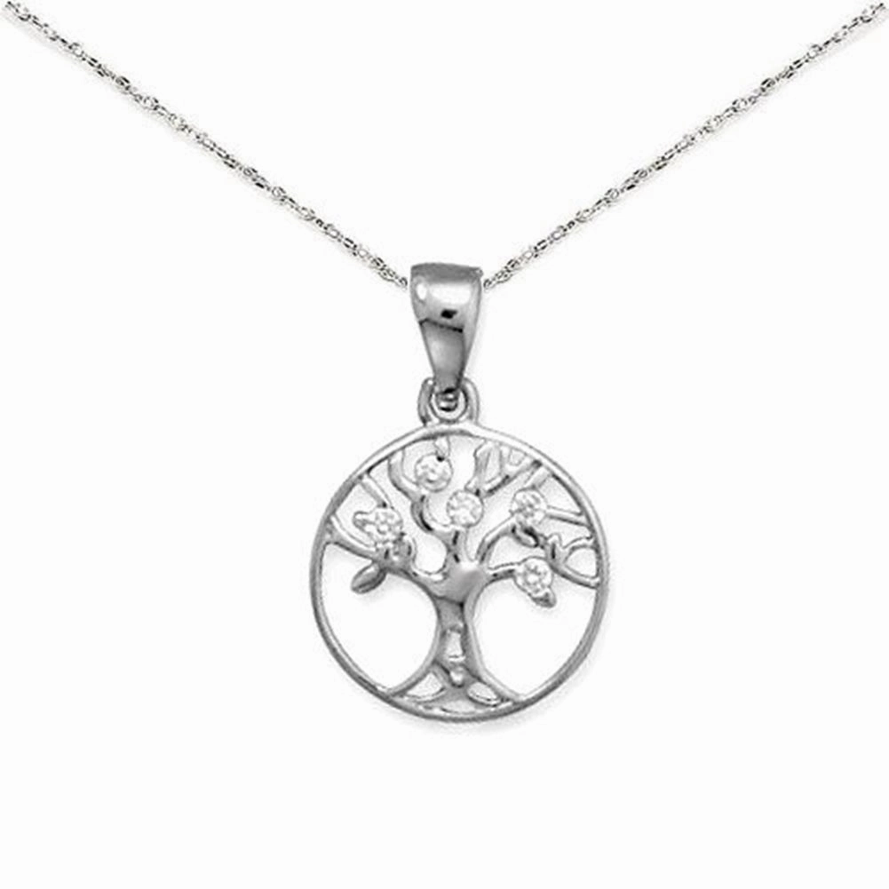 Vibrant Form Family Tree of Life Pendant with Cubic Zirconia, with Chain
