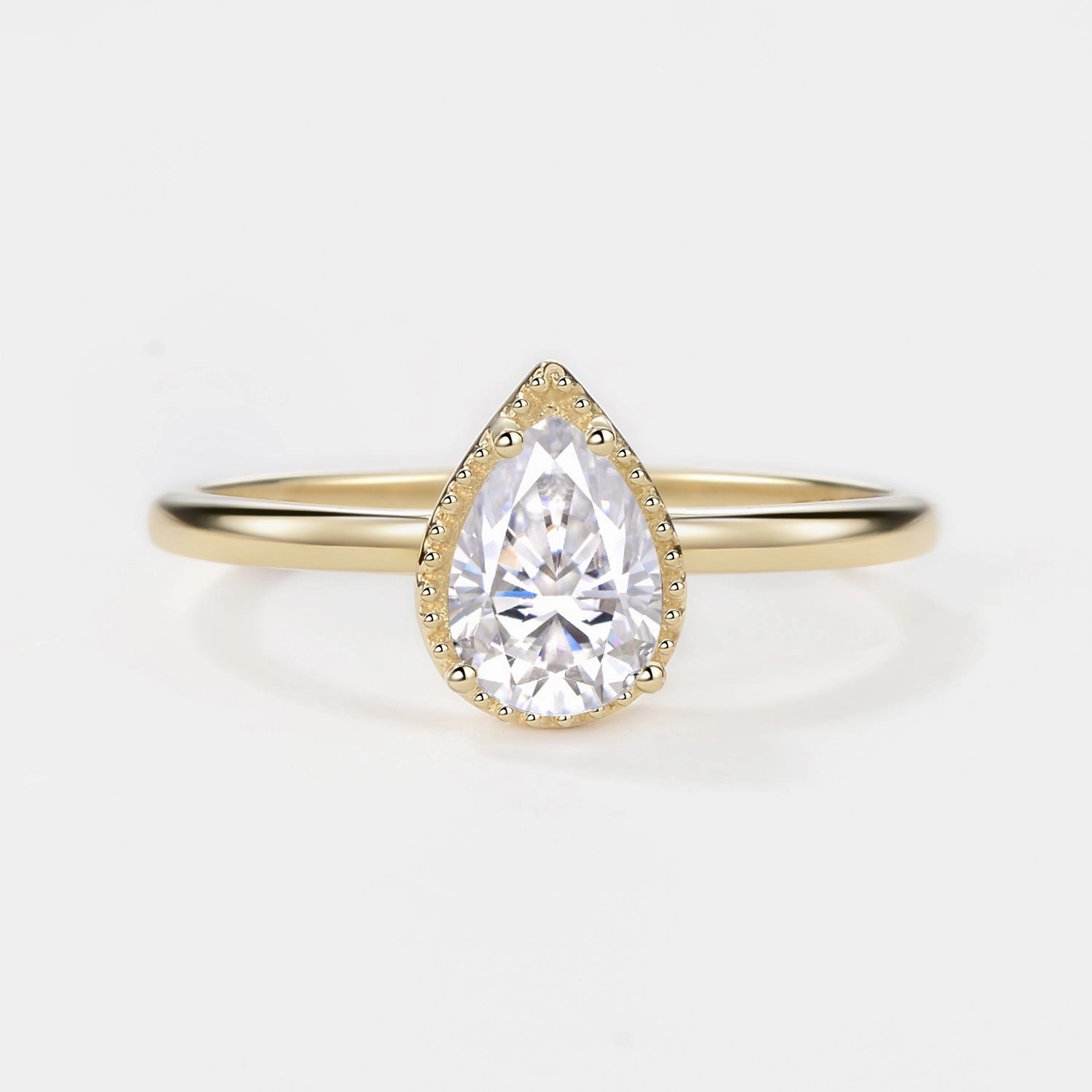 Fashion Layer Pear Moissanite Milgrain Antique Engagement Ring