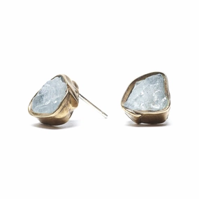 Solo Immersion Studs - Aquamarine   Brass Lovely Ornament