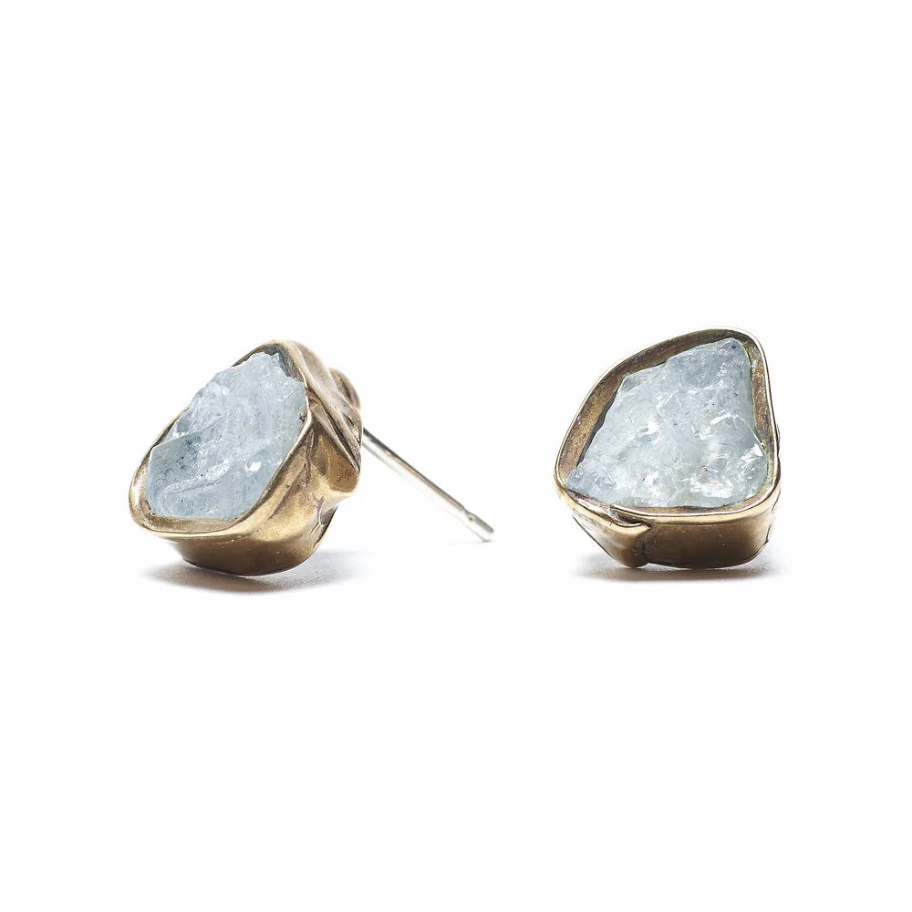 Solo Immersion Studs - Aquamarine   Brass Lovely Ornament
