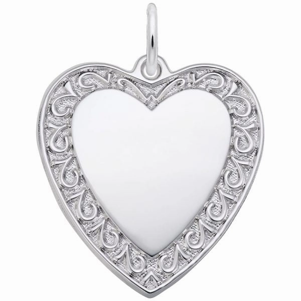 Fashionable Edge Scrolled Classic Heart Charm