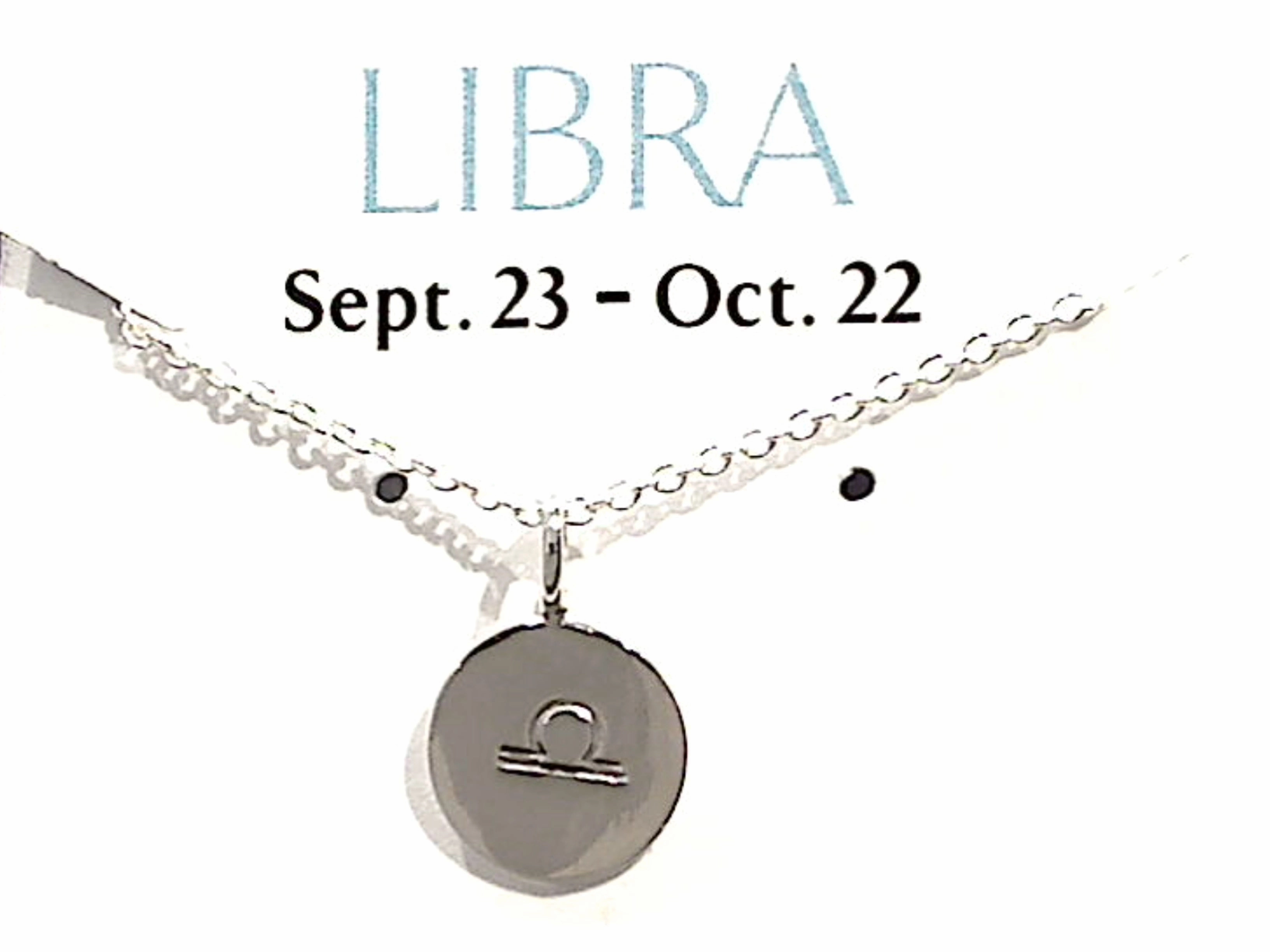 16" - 18" Sterling Silver Libra Zodiac Necklace Evening Mood