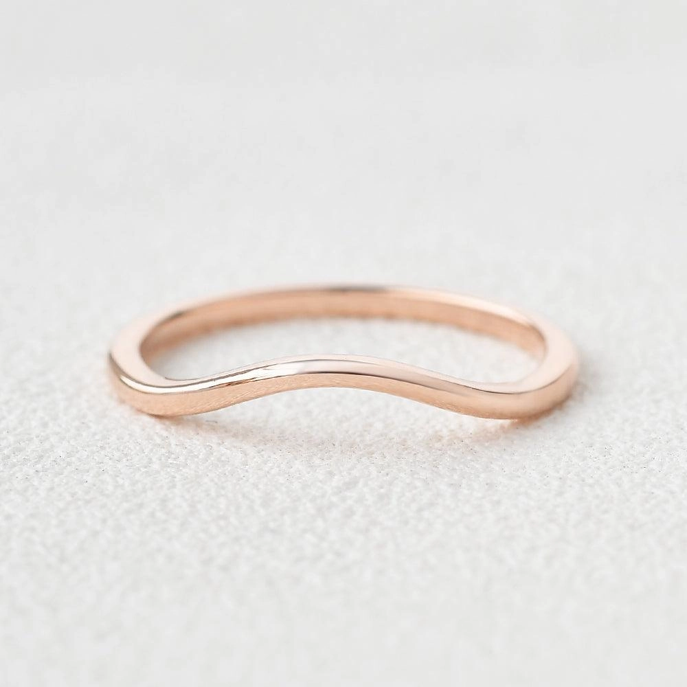 Elegant Style Pieces Minimalist Wave Rose Gold Promise Ring