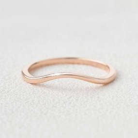 Elegant Style Pieces Minimalist Wave Rose Gold Promise Ring