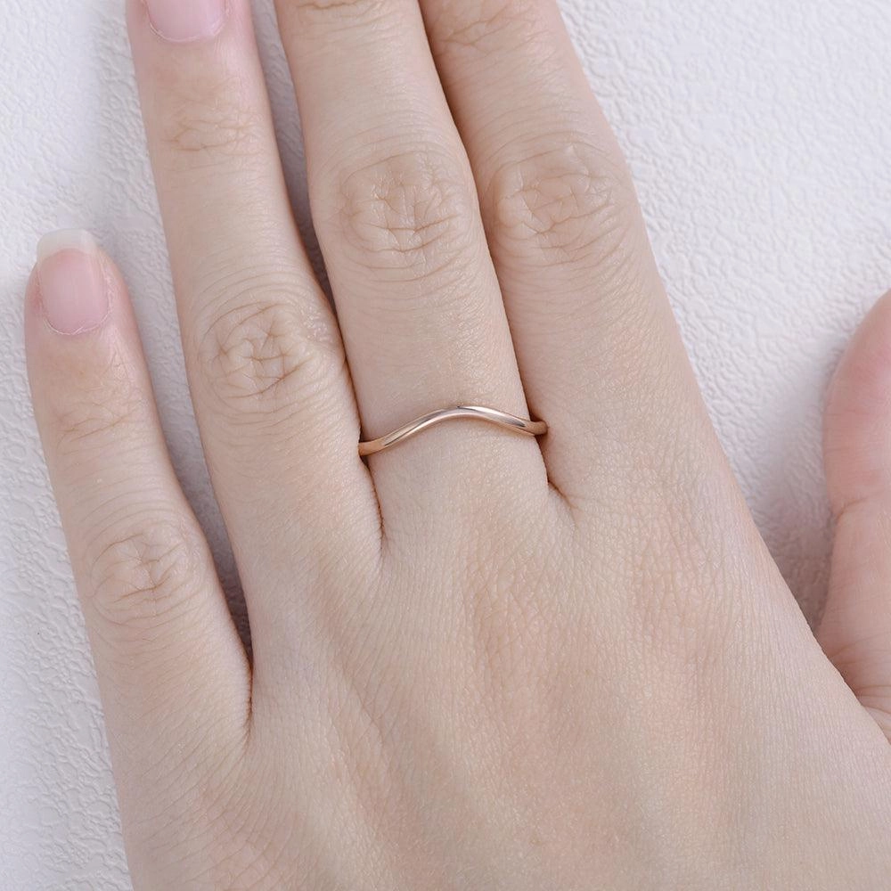 Artistic Form Minimalist Wave Rose Gold Promise Ring