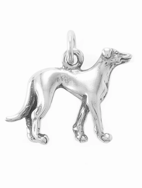 Versatile Sparkle Party Favorite Dog Breed - Greyhound Charm Sterling Silver - Made in the USA
