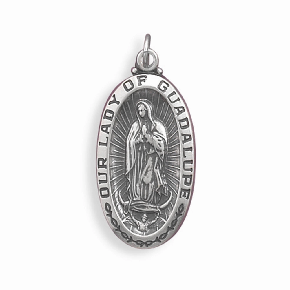Vintage Style Eye-catching Design Our Lady of Guadalupe Medallion Charm - Made in the USA