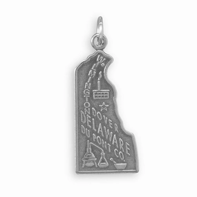 Multi Purpose Elegant feature Delaware State Charm Antiqued Sterling Silver