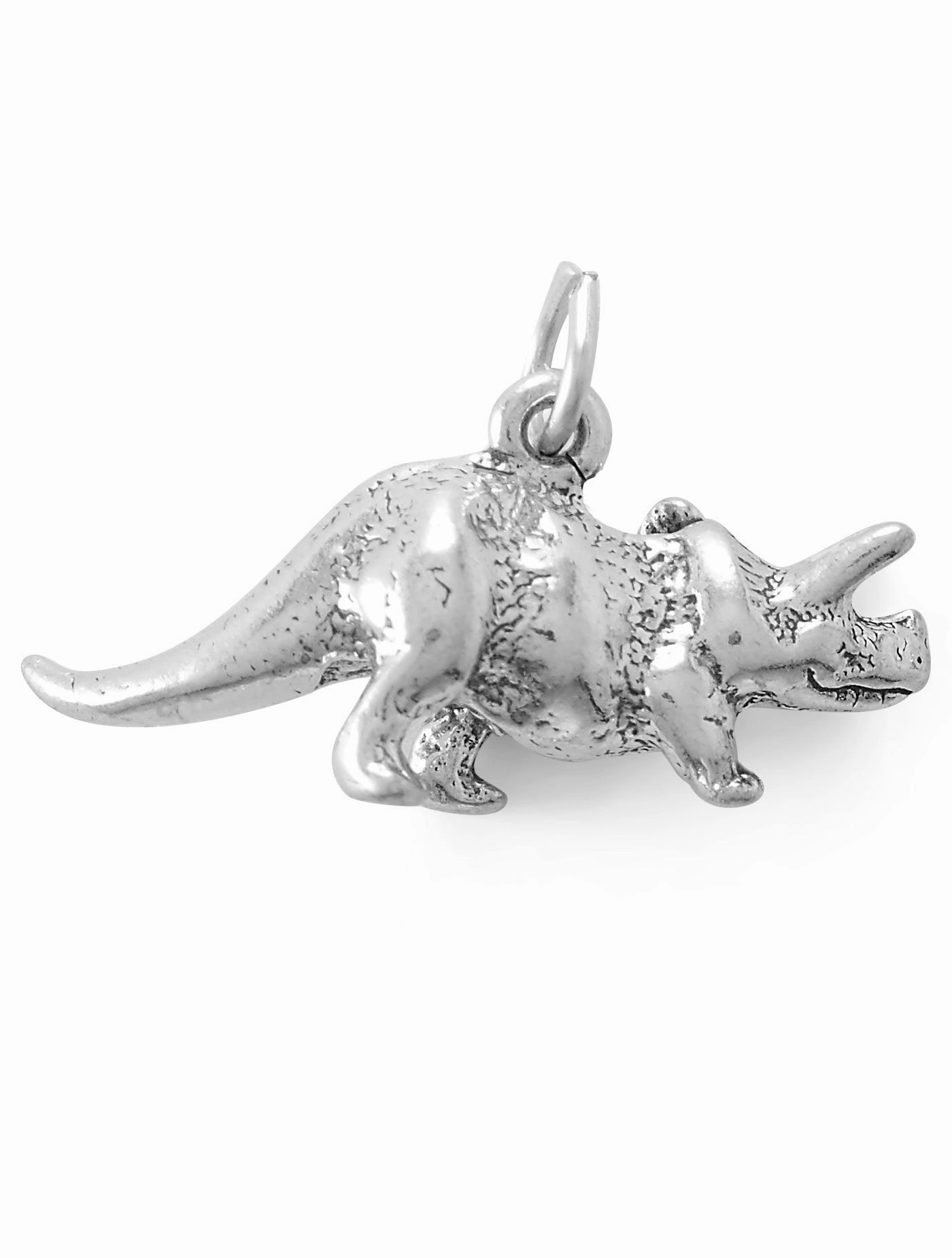Sterling Silver Triceratops Dinosaur Charm Exquisite Style Minimal Feature