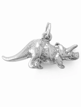 Sterling Silver Triceratops Dinosaur Charm Exquisite Style Minimal Feature