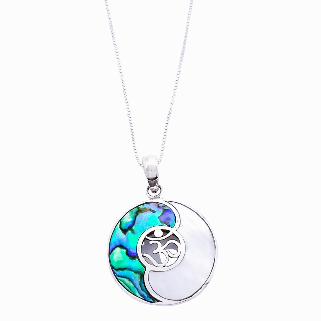 Stylish Layer Opulent Design Sterling Silver Yin Yang Pendant with Abalone or Onyx