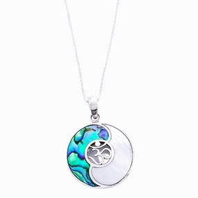 Stylish Layer Opulent Design Sterling Silver Yin Yang Pendant with Abalone or Onyx