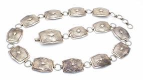 Refined Feature Orville Tsinnie Navajo Handmade Sterling Silver Link Concho Belt