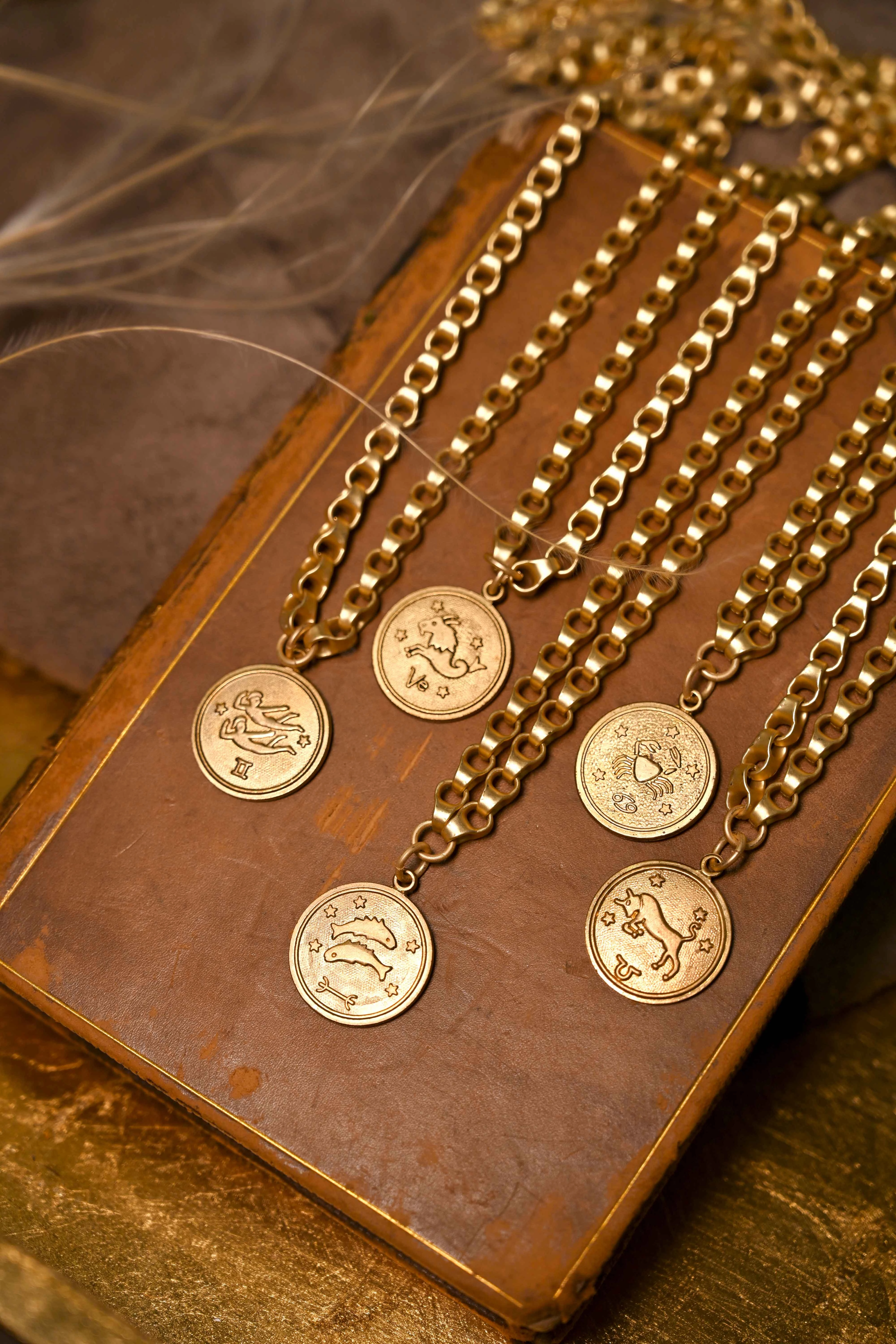 Vintage Coin Zodiac Necklace Single Strand Adornment