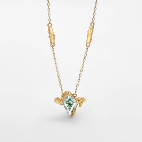 Natural Inspired Moss Agate Kite Leafy Necklace - Lark Subtle Detail Delicate Spark