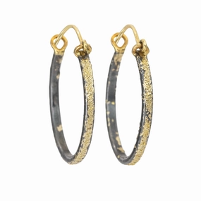 Gorgeous Look Chelsea Hoops - Small - 22k/18k Gold   Oxidized Silver