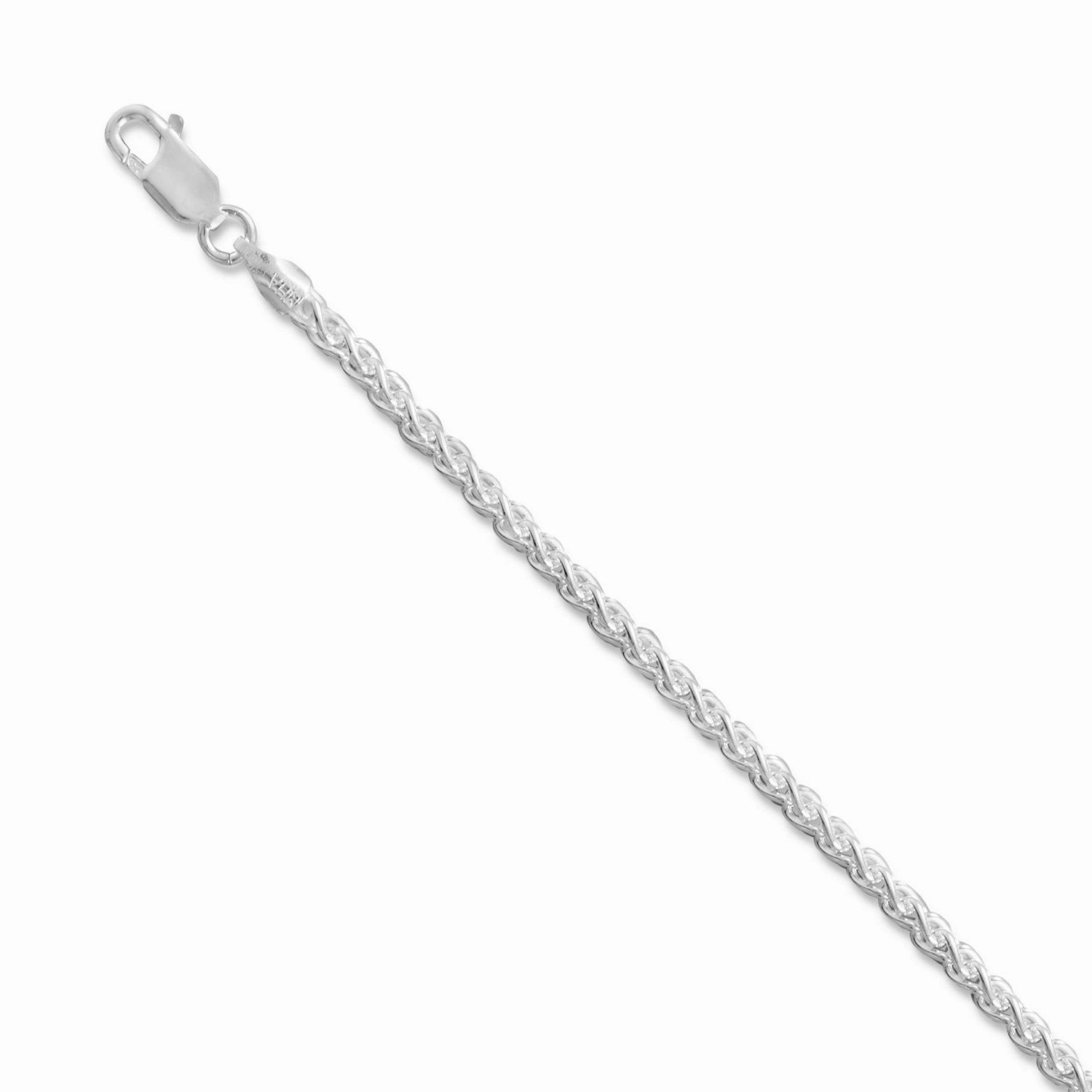 Spiga French Wheat Chain Necklace 2.5mm Wide Sterling Silver Vintage feel Sparkle Surface