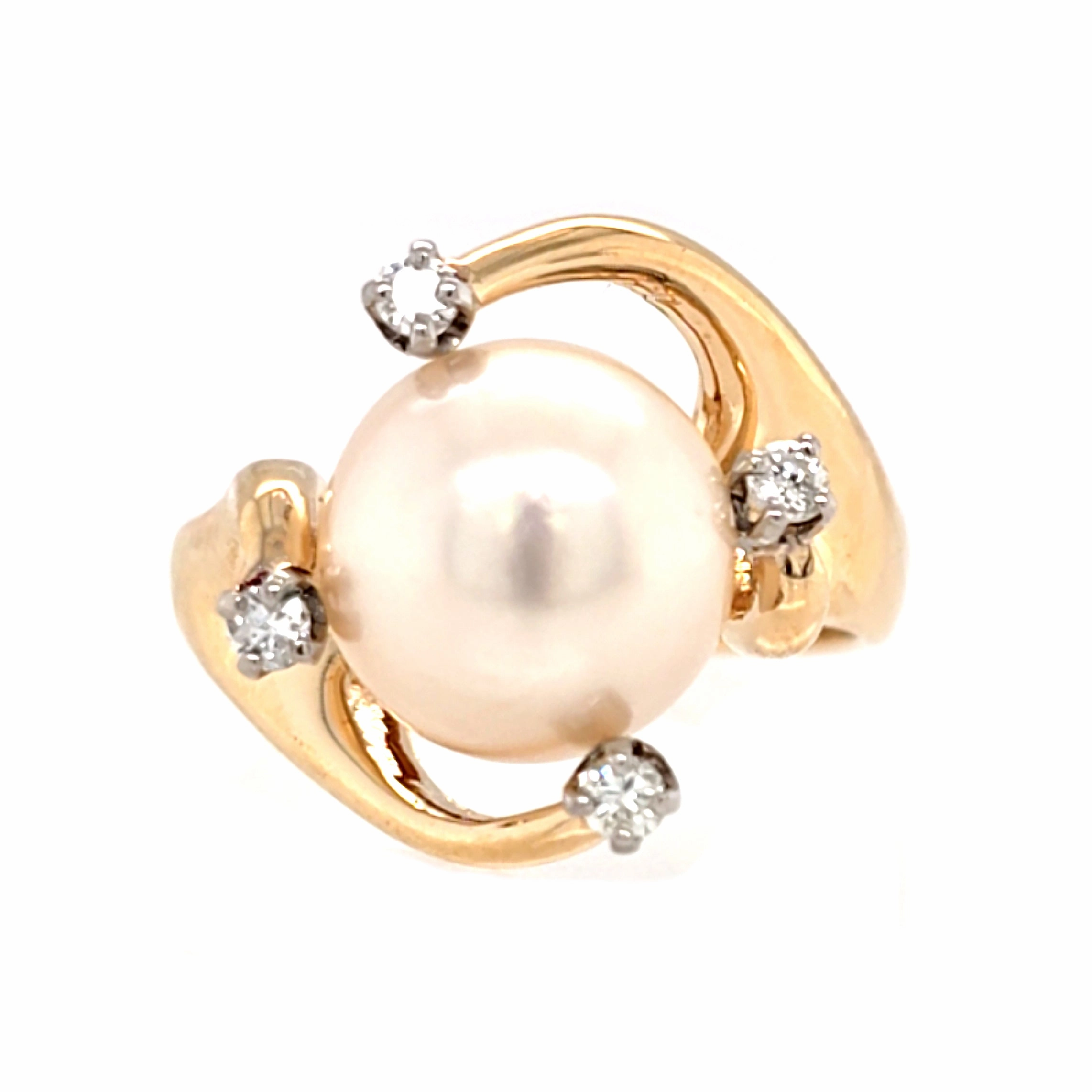 Swirled Pearl & Diamond Ring Business Jewelry