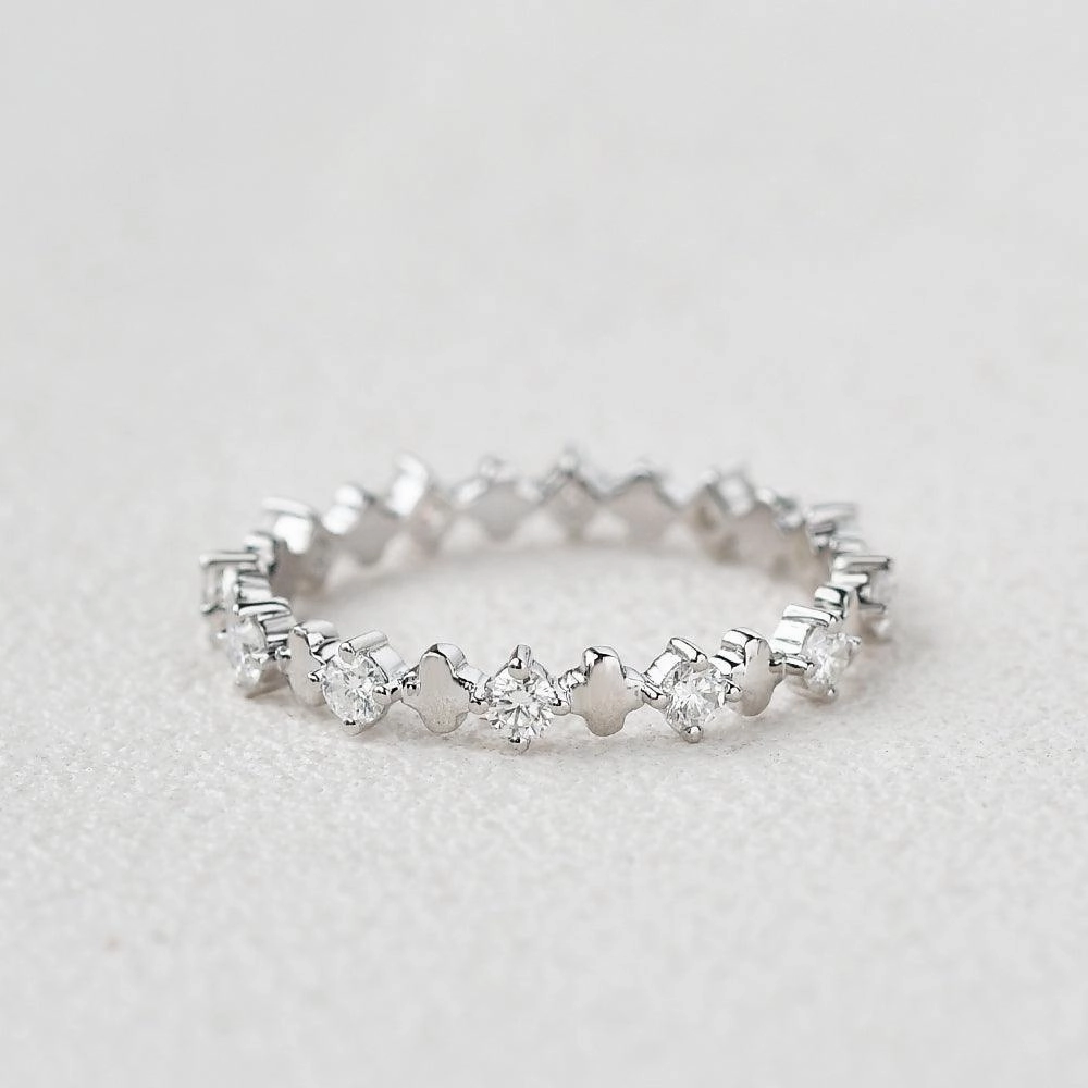 Moissanite Cluster Rose Gold Band Simple Layer
