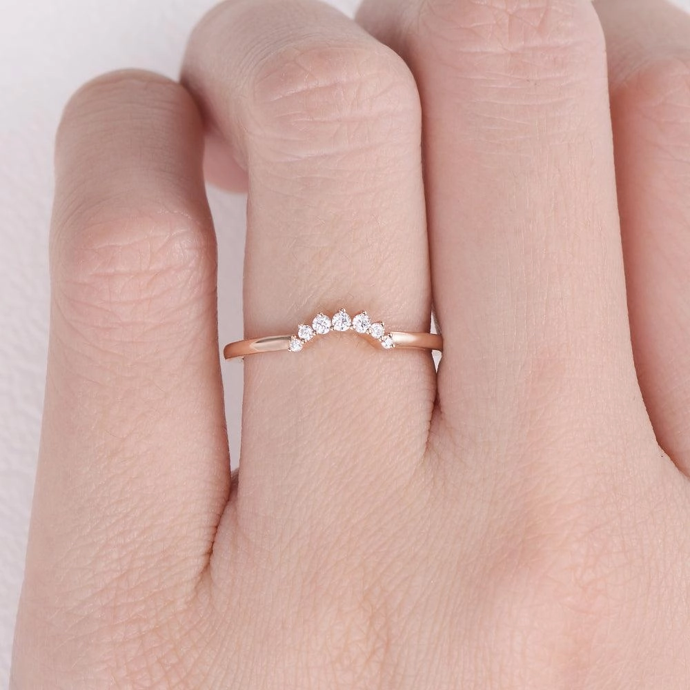 Seasonal Shine Moissanite Curved Rose Gold Wedding Ring