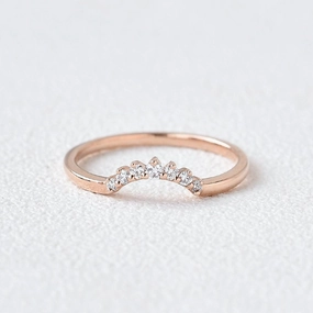 Moissanite Curved Rose Gold Wedding Ring Graceful Motion
