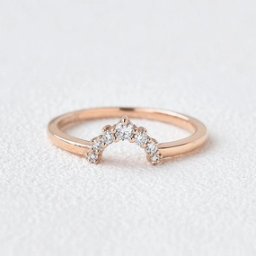 Moissanite Curved Rose Gold Wedding Ring Gift For Him