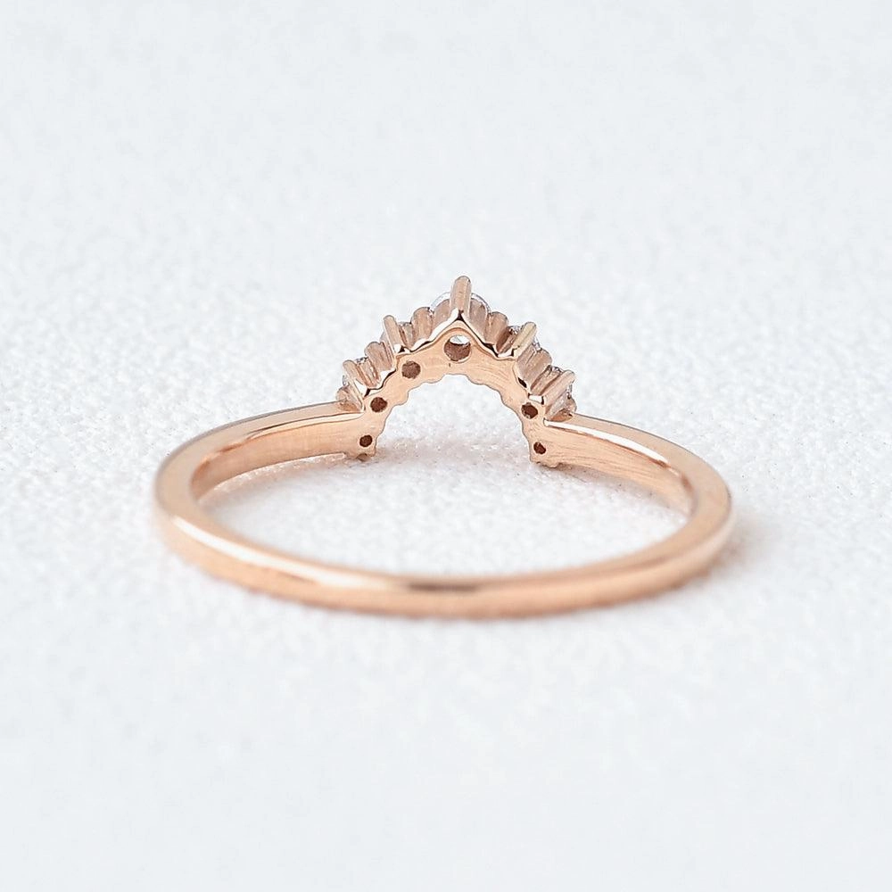 Mood Accent Moissanite Curved Rose Gold Wedding Ring
