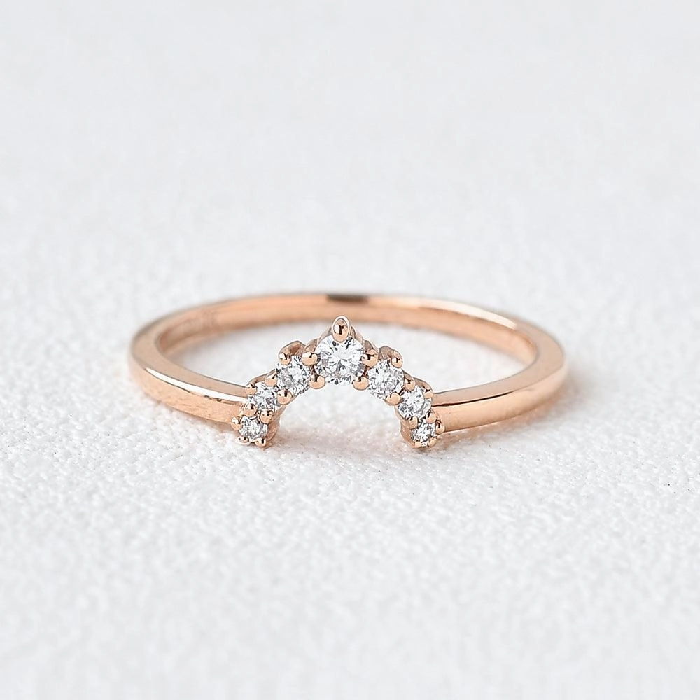 Moissanite Curved Rose Gold Wedding Ring Gift For Him