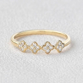Crisp Style Moissanite Flower Shape Solid Gold Ring