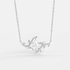 Moissanite Kite Leafy Necklace - Willow Gentle Spark
