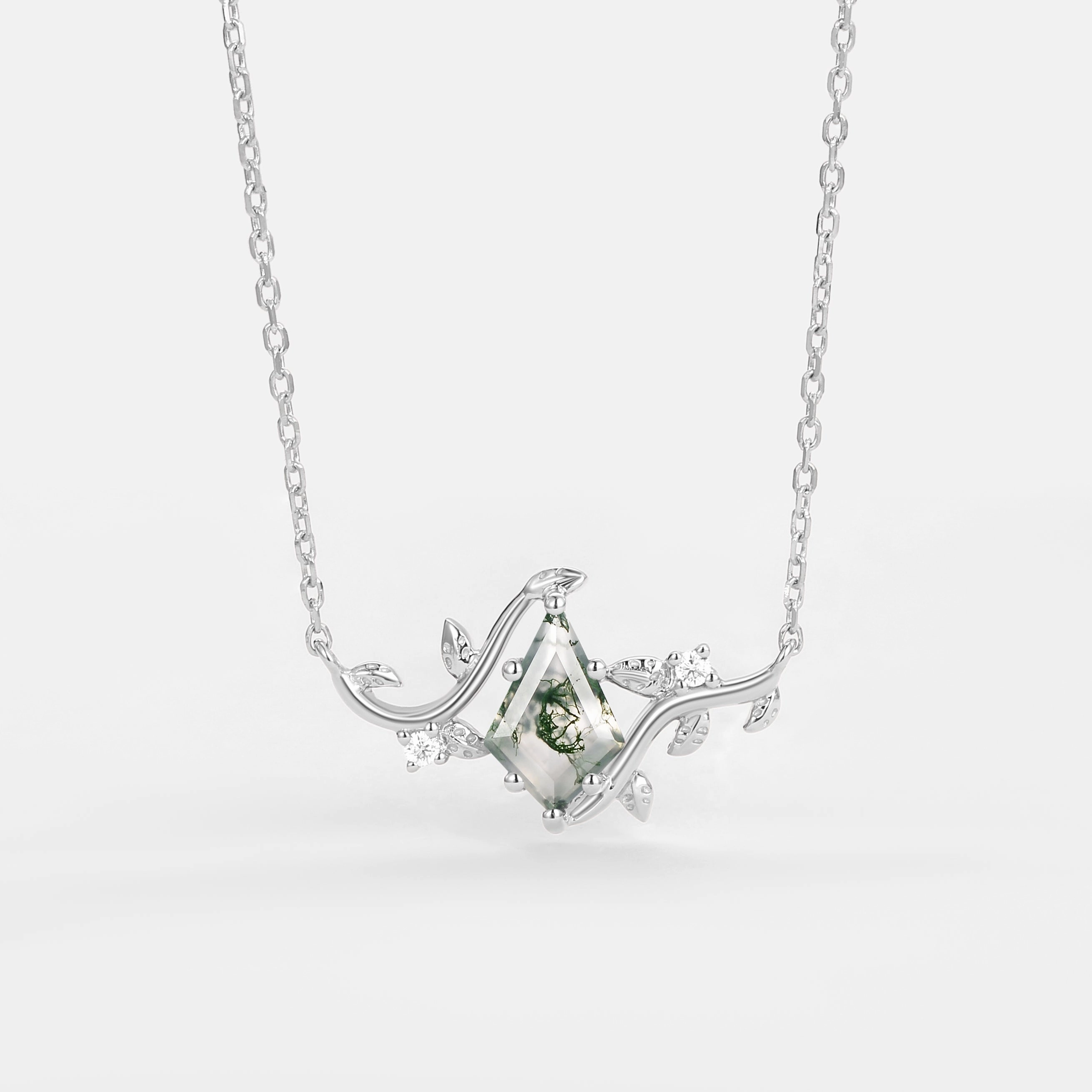Moissanite Kite Leafy Necklace - Willow Timeless Spark Casual Vibe