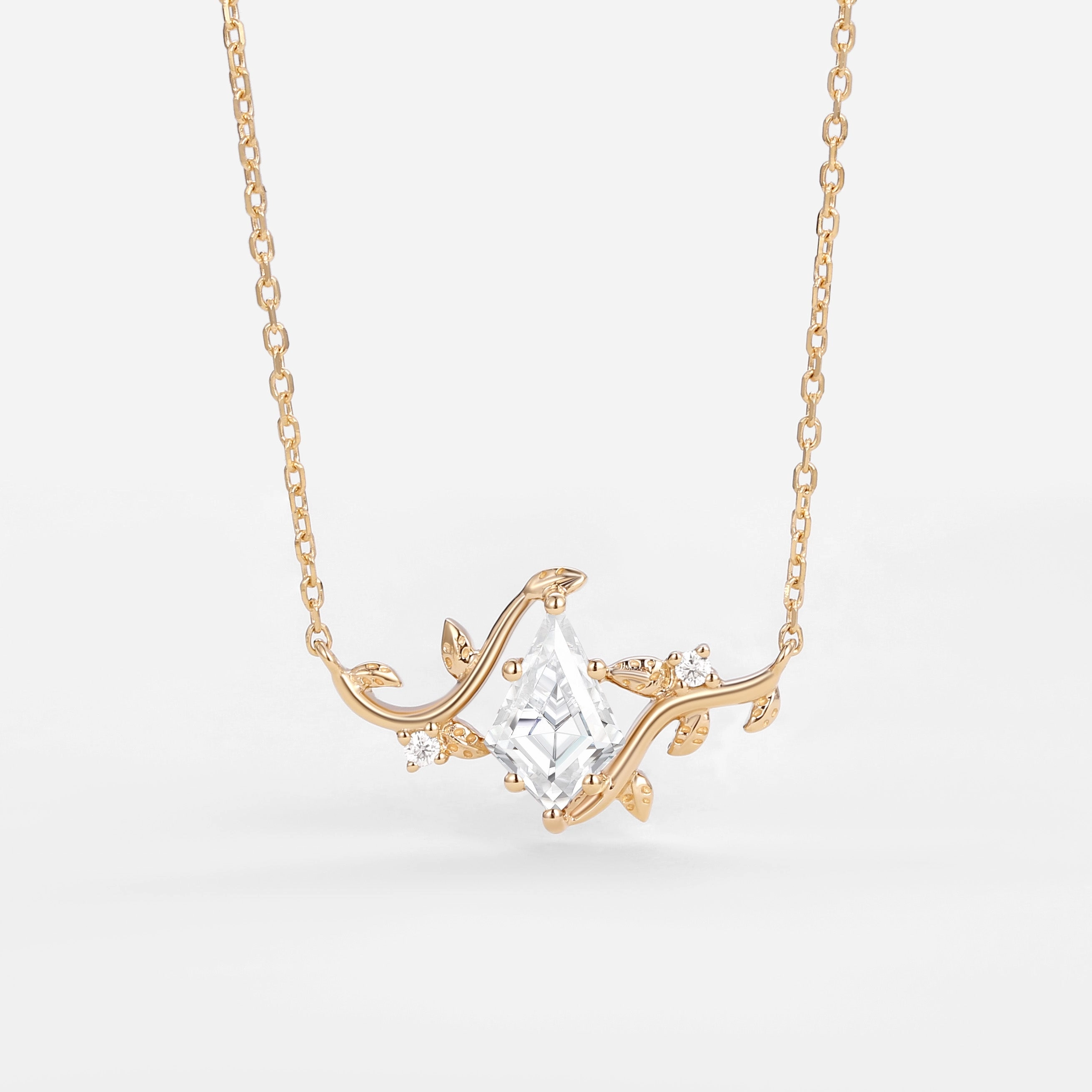 Artful Feature Urban Flair Moissanite Kite Leafy Necklace - Willow