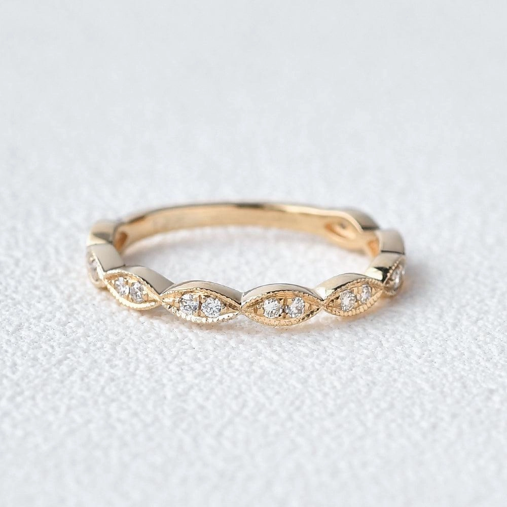 Refined Mood Moissanite Milgrain Dainty Stacking Ring