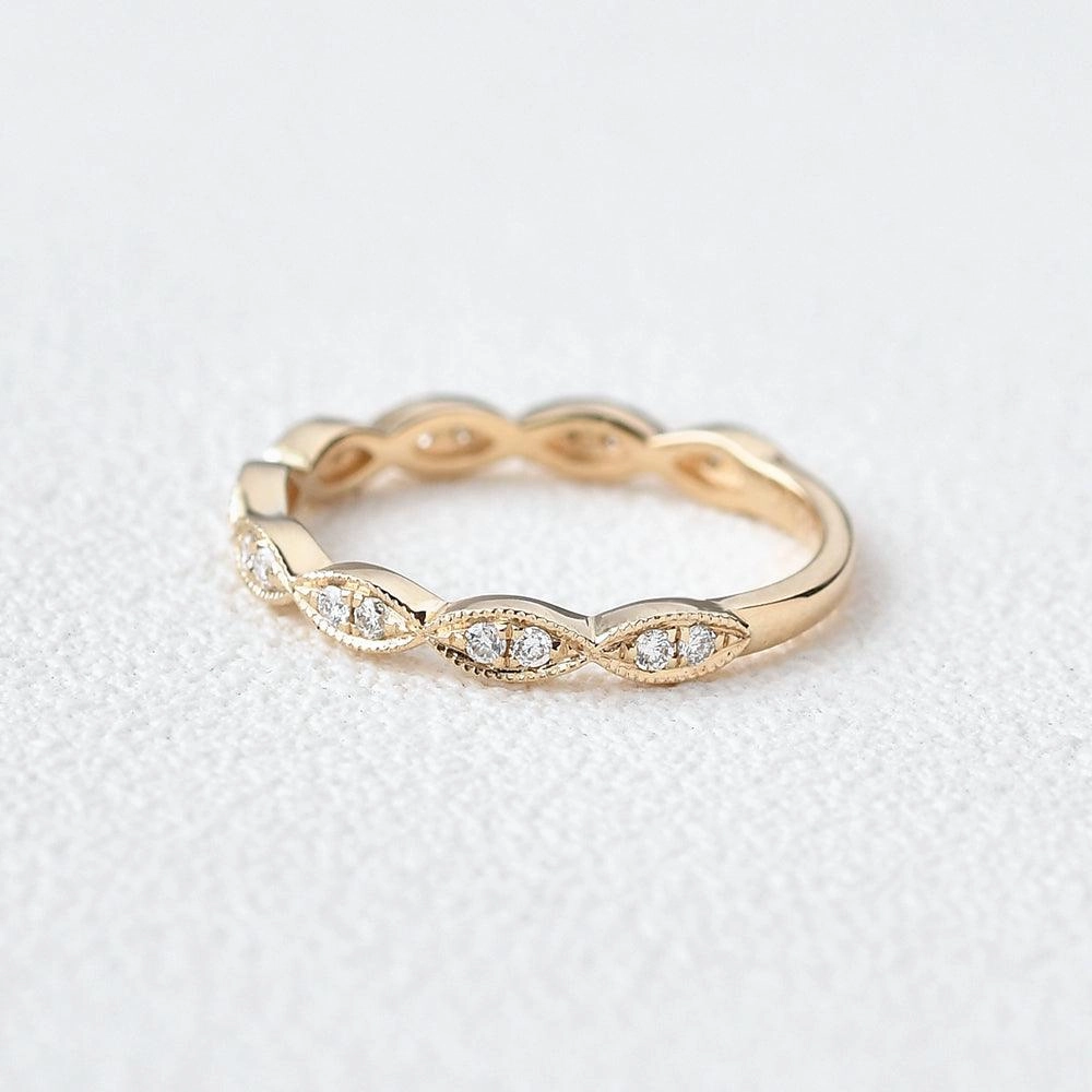 Vogue Design Moissanite Milgrain Dainty Stacking Ring