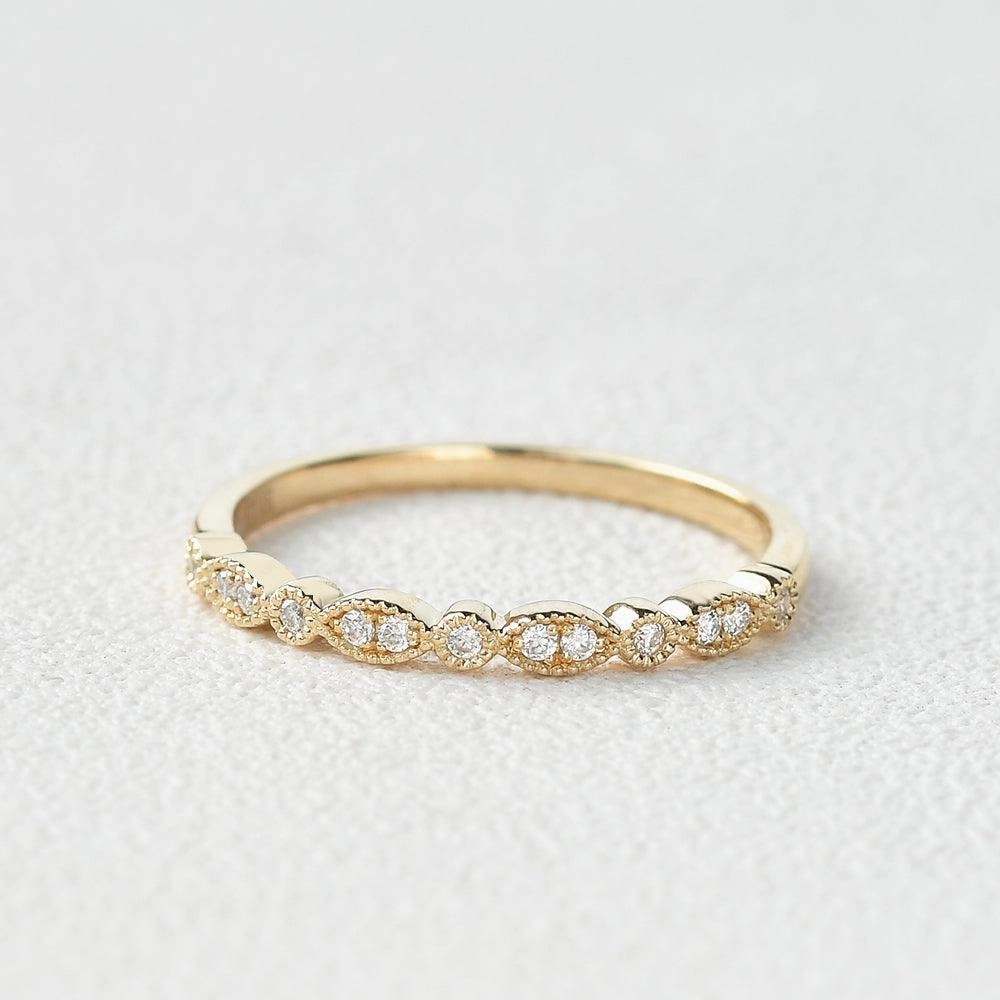 Heirloom Accent Luxe Shine Moissanite Milgrain Dainty White/Rose Gold Ring