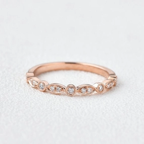 Luxury Fashion Allure Sparkle Moissanite Milgrain Dainty White/Rose Gold Ring
