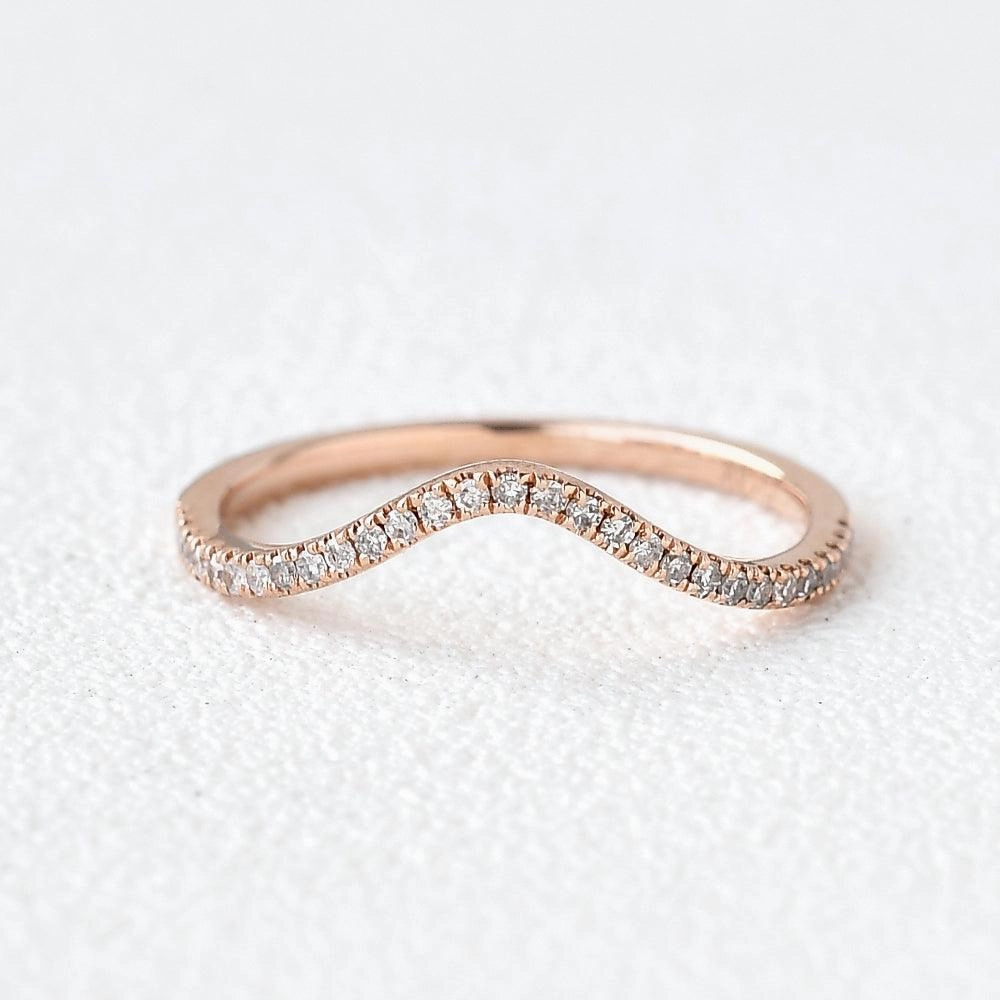 Moissanite Stacking Rose Gold Ring Elegant Accent Flawless Glow