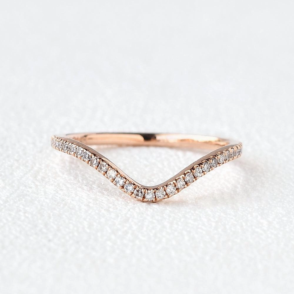 Soft Materials Cozy Style Moissanite Stacking Rose Gold Ring