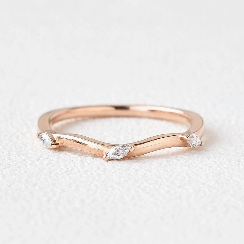 Chic Glimmer Moissanite Stacking Rose Gold Ring