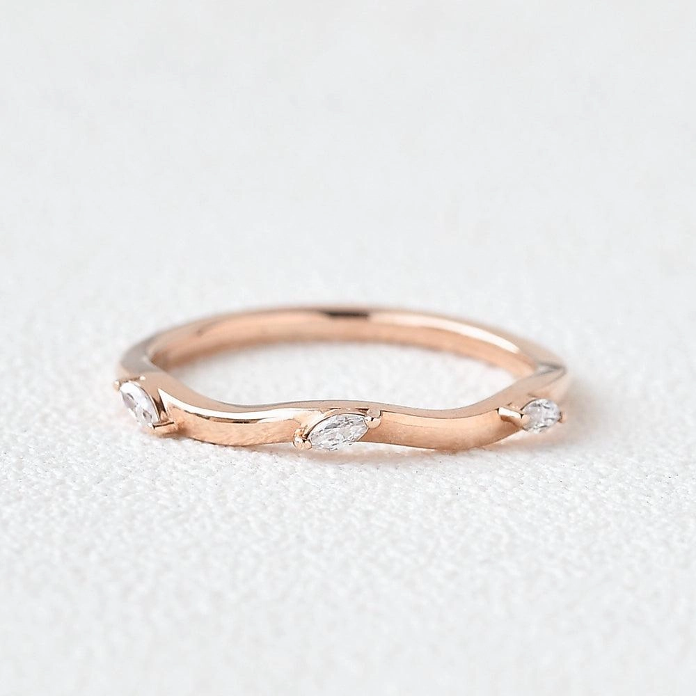 Moissanite Stacking Rose Gold Ring Premium Detail