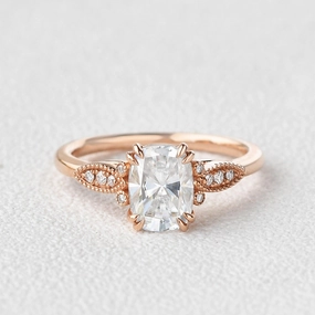 Moissanite Vintage Inspired Rose Gold Ring Chic Sparkle