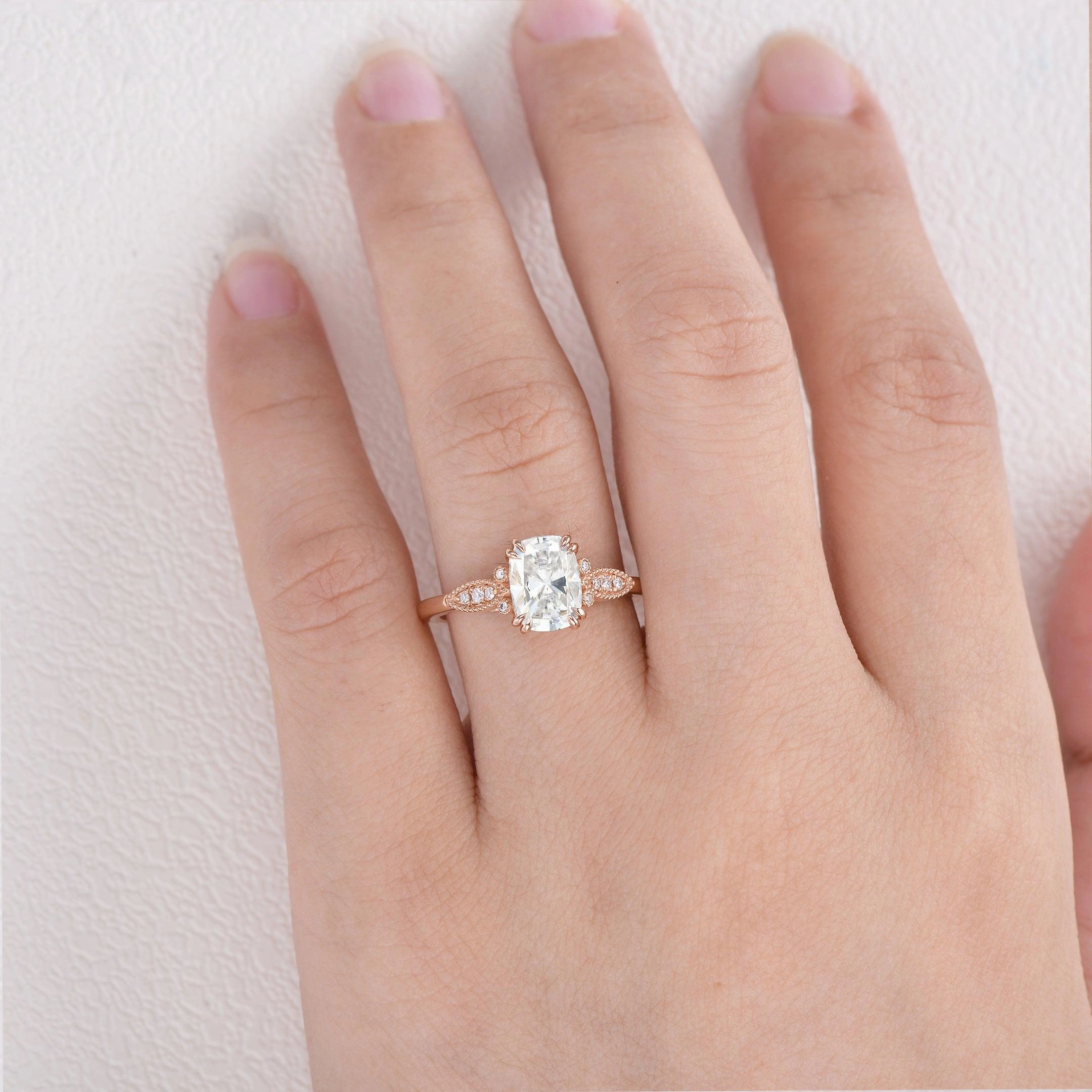 Everyday Appeal Moissanite Vintage Inspired Rose Gold Ring