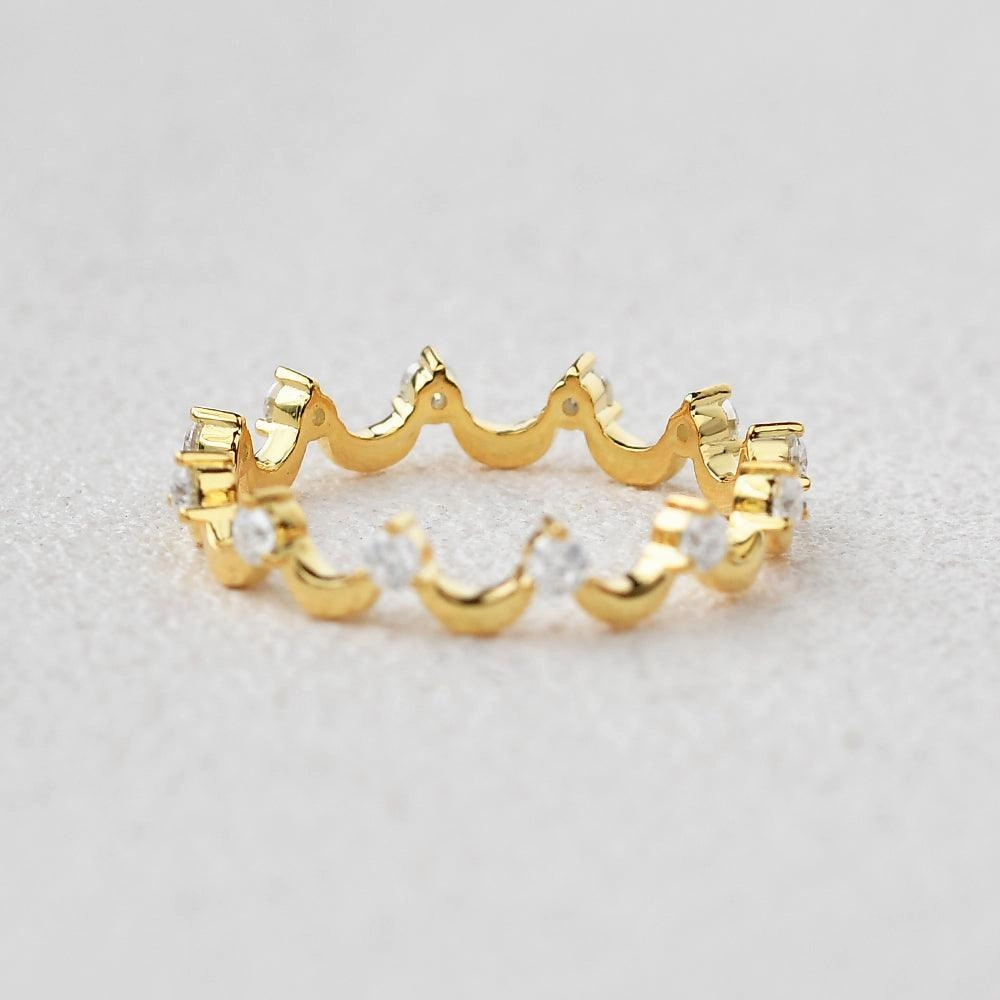 Moissanite Wave Inspied Cluster Rose Gold Band Sculptural Feel