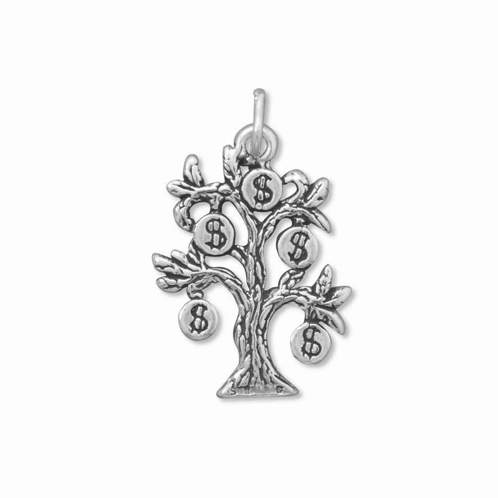 Money Tree Charm Sterling Silver Dazzling Highlight