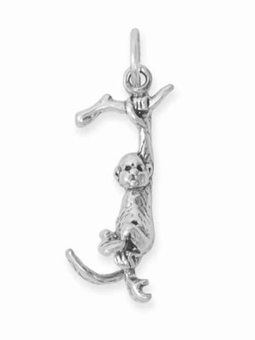 Cozy Layers Monkey Charm Hanging on a Branch Sterling Silver
