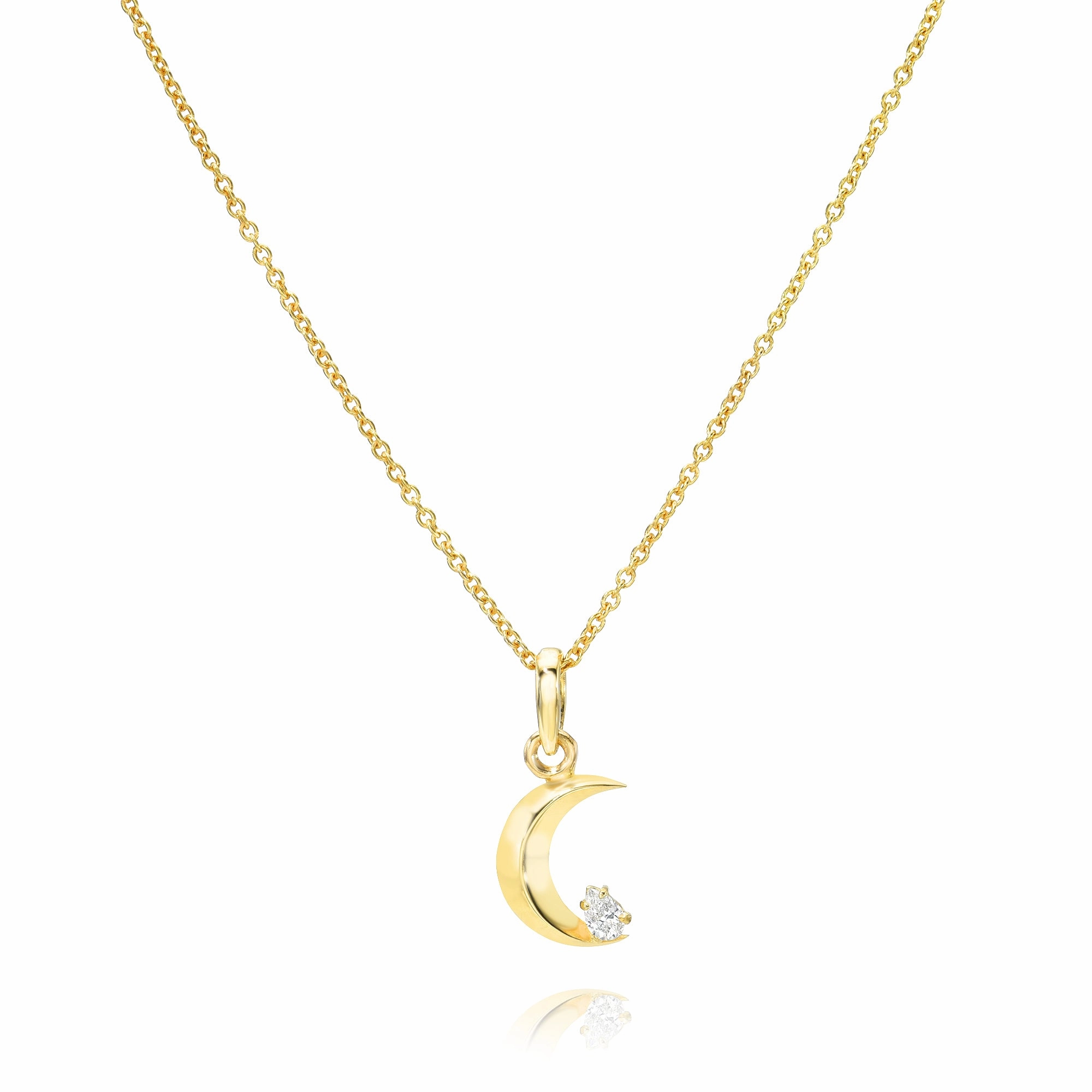 Moon Comfort Necklace - 18ky Gold   Diamonds Spring Detail